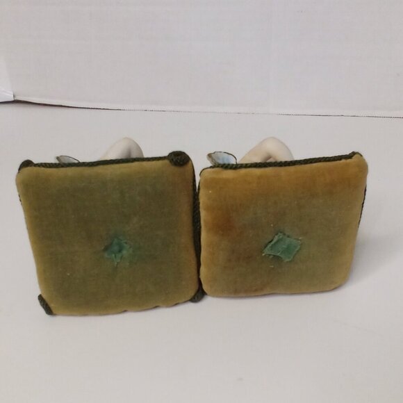 Vintage Angel Figure On Pillow Lot of 2 Guitar Flute Cherubs Ceramic 5" Tall - Picture 15 of 16